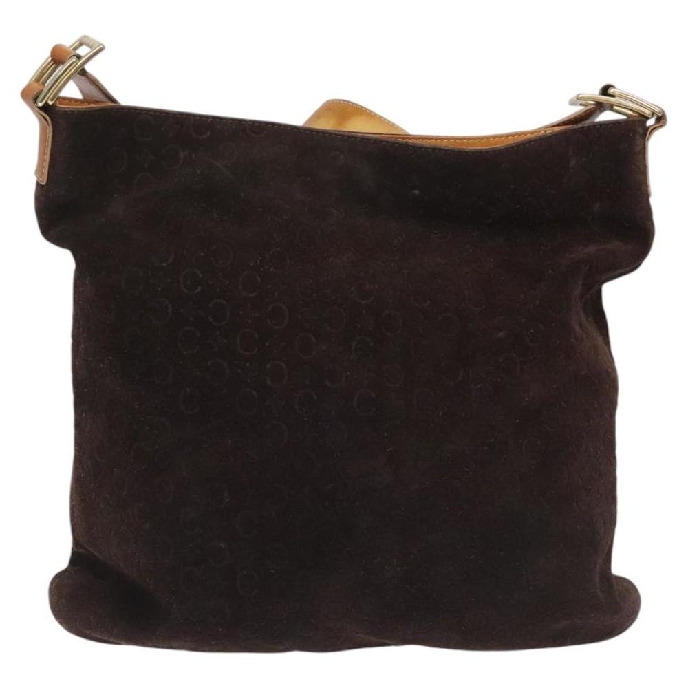 CELINE C Macadam Canvas Shoulder Bag Suede Leather Beige Brown gold Auth hk2165 - Picture 13 of 16